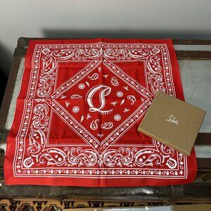 Christian Louboutin Red Cotton Bandana VIP Gift Western Collection